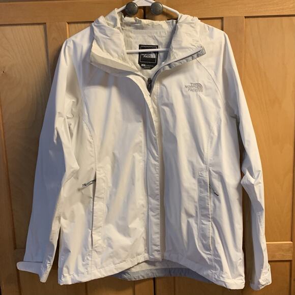 North Face Rain Jacket Size Hyvent 2.5L Womens White and Gray Zipper & Pockets - Picture 1 of 11